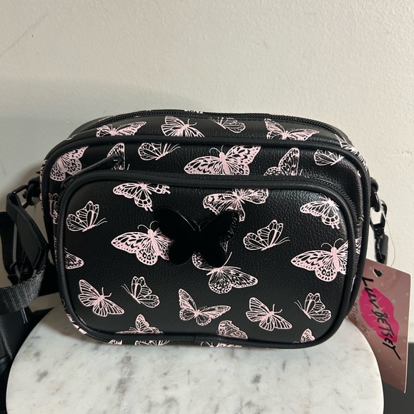 Betsy Johnson Black Butterfly Print Women's Bag - Picture 2 of 6